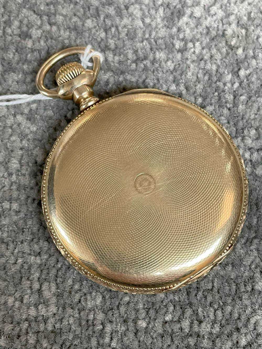14CT GOLD AMERICAN FULL HUNTER POCKET WATCH, top wind, stepped Roman & Arabic white enamel dial - Image 2 of 14