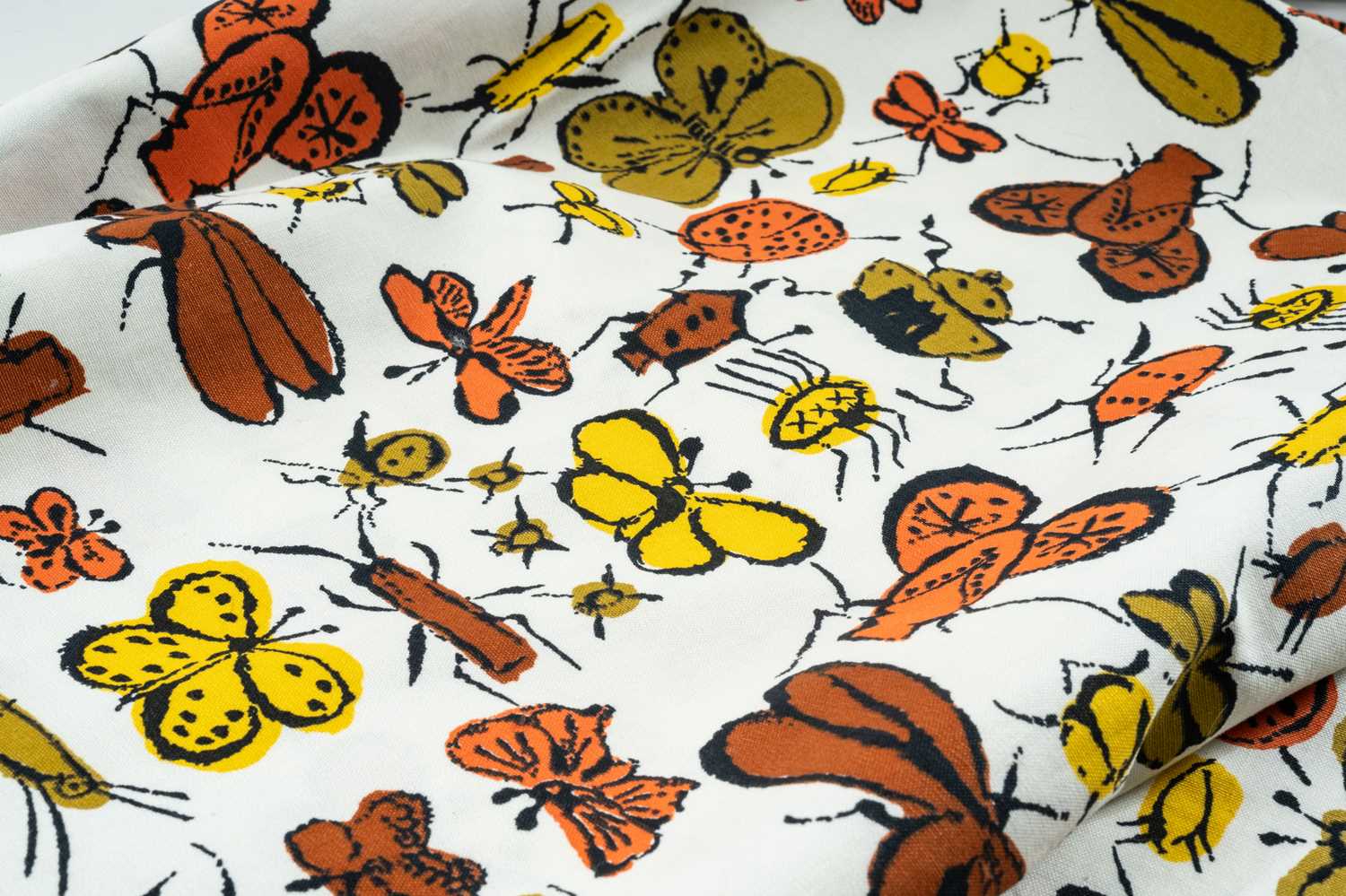 ANDY WARHOL (American 1928-1987) designed screen-print cotton textile, 'Happy Bug Day', orange - Image 3 of 6