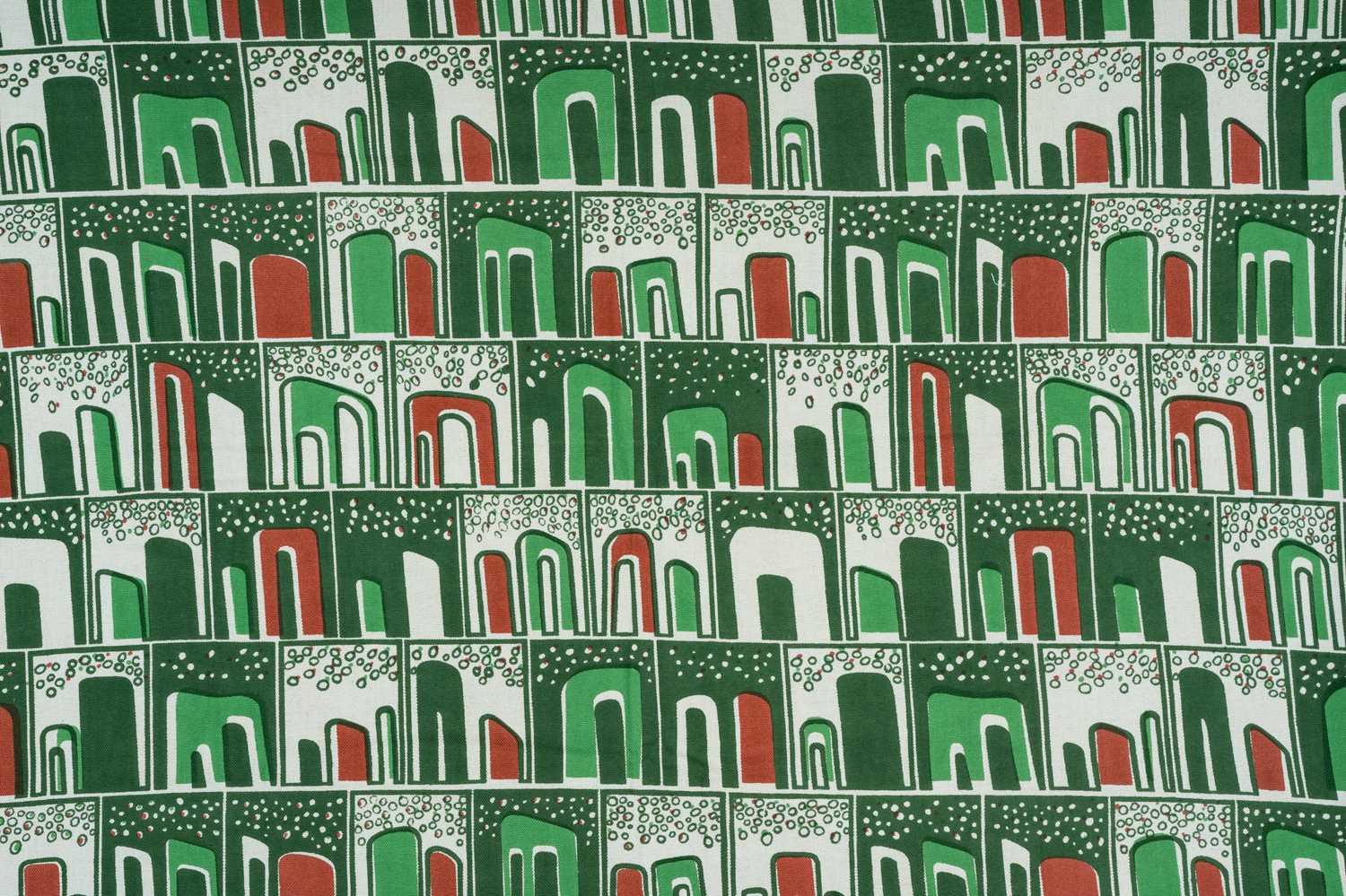 ANGELO TESTA (American 1921-1984) designed furnishing textile, 'Shingles', hand screen-print on