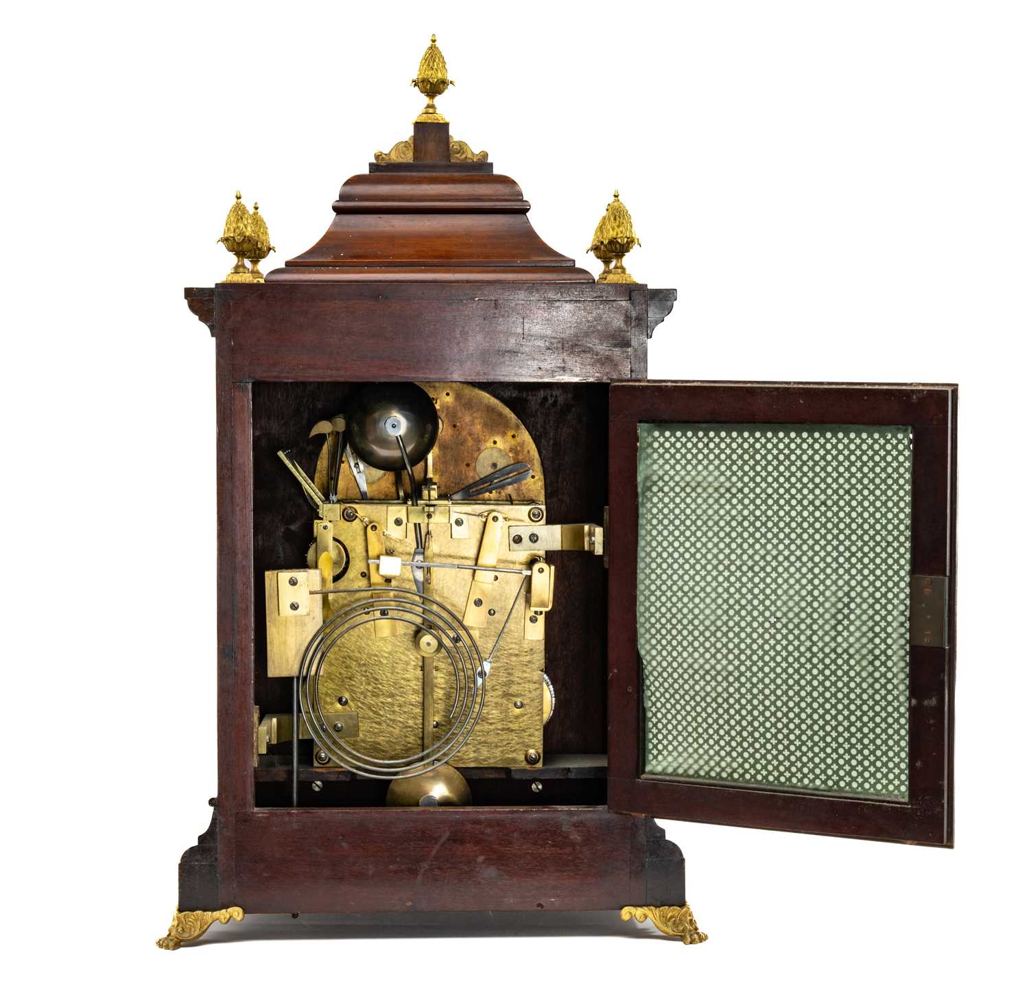 IMPRESSIVE MAHOGANY AND GILT BRONZE MOUNTED BRACKET CLOCK, 20th C., 7in. brass dial, silvered - Bild 4 aus 26