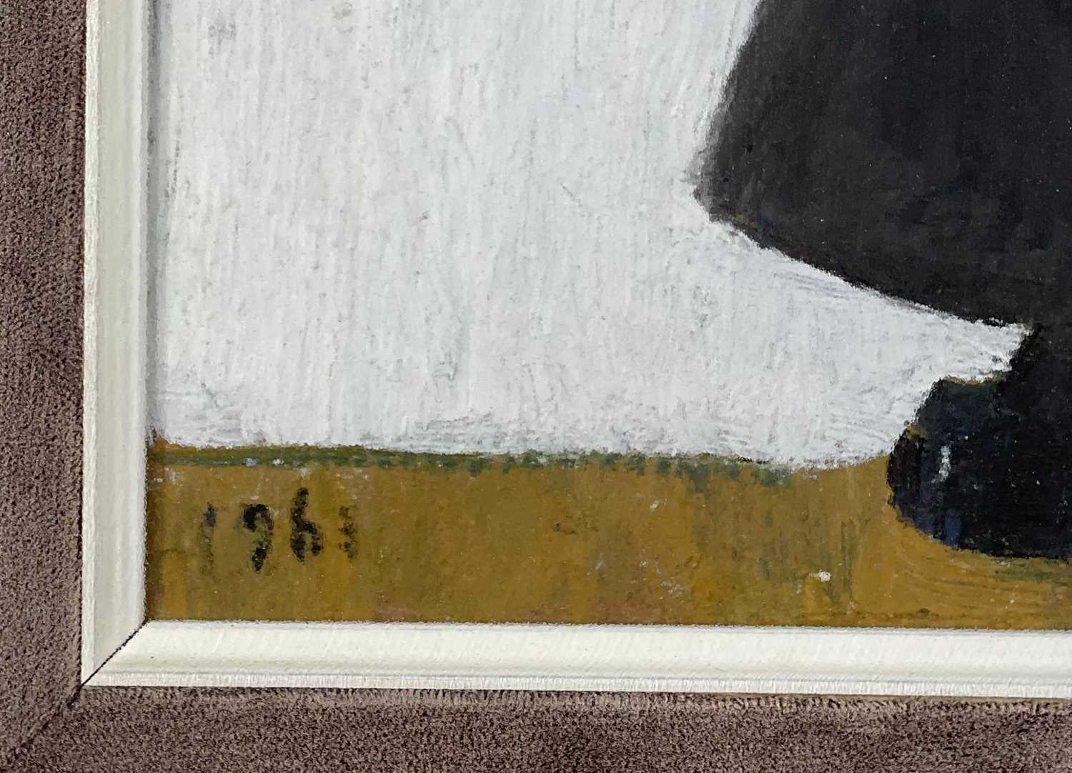 ‡ LAURENCE STEPHEN LOWRY RA (1887 - 1976) oil on board - three figures in an archway with centre - Image 4 of 5