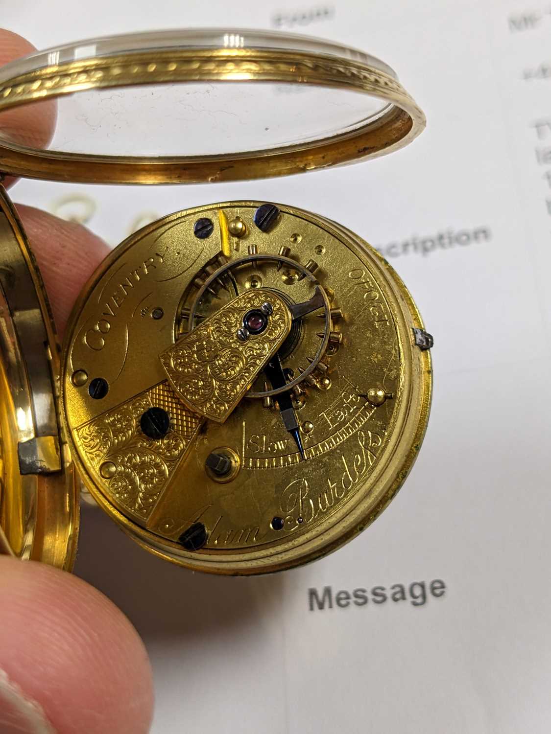 TWO 18CT GOLD POCKET WATCHES, the larger by Adam Burdess, Coventry, London 1879, with foliate - Image 4 of 4