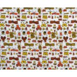 ANDY WARHOL (American 1928-1987) designed screen-print cotton textile, 'Happy Bug Day', orange