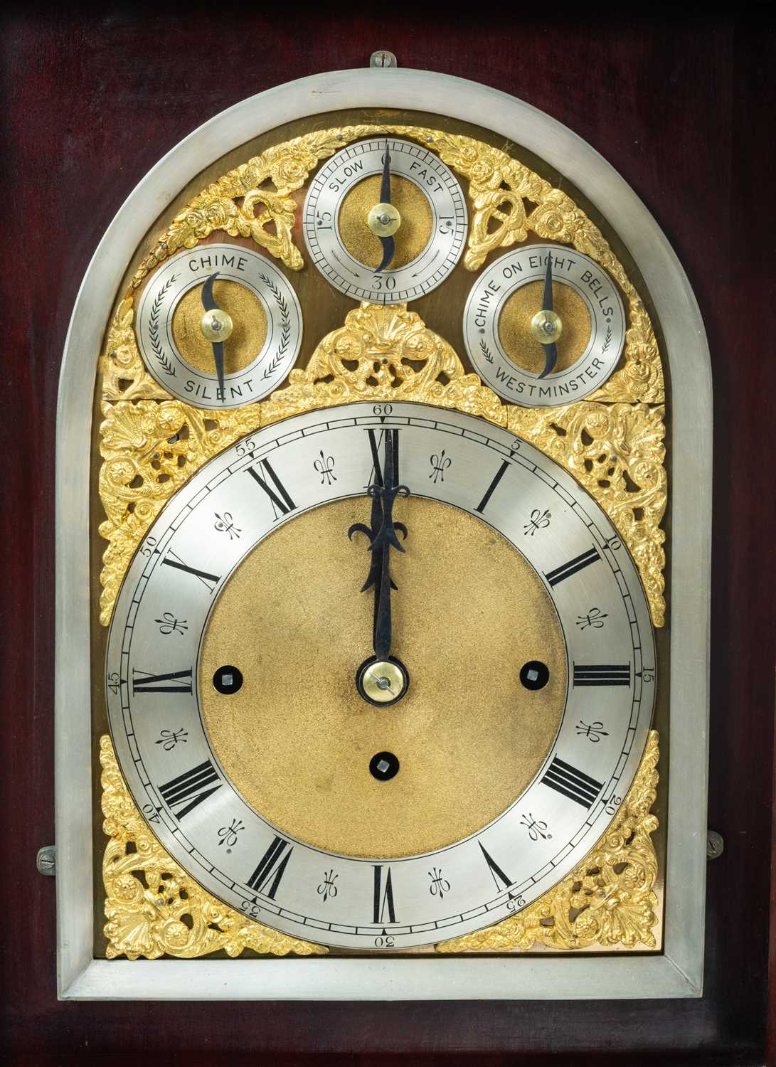 IMPRESSIVE MAHOGANY AND GILT BRONZE MOUNTED BRACKET CLOCK, 20th C., 7in. brass dial, silvered - Bild 2 aus 26