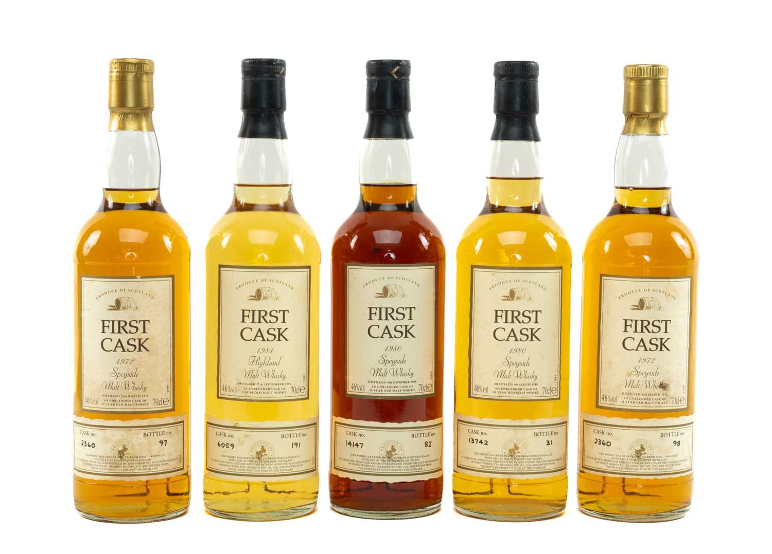 RARE COLLECTION OF SINGLE CASK MALT WHISKY, including two bottles of 31yo 1972 Macduff Speyside,