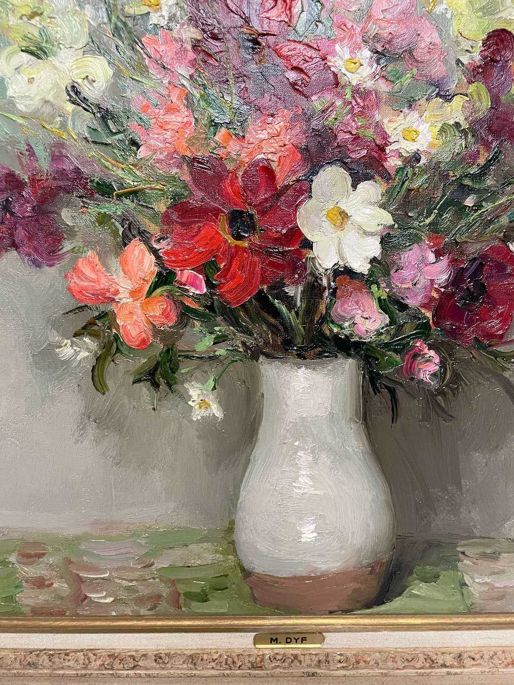 ‡ MARCEL DYF (French, 1899-1985) oil on canvas - 'Dahlias et Cosmos', signed, titled and dated verso - Image 13 of 13