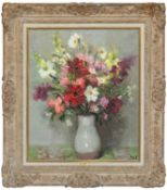 ‡ MARCEL DYF (French, 1899-1985) oil on canvas - 'Dahlias et Cosmos', signed, titled and dated verso