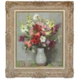 ‡ MARCEL DYF (French, 1899-1985) oil on canvas - 'Dahlias et Cosmos', signed, titled and dated verso