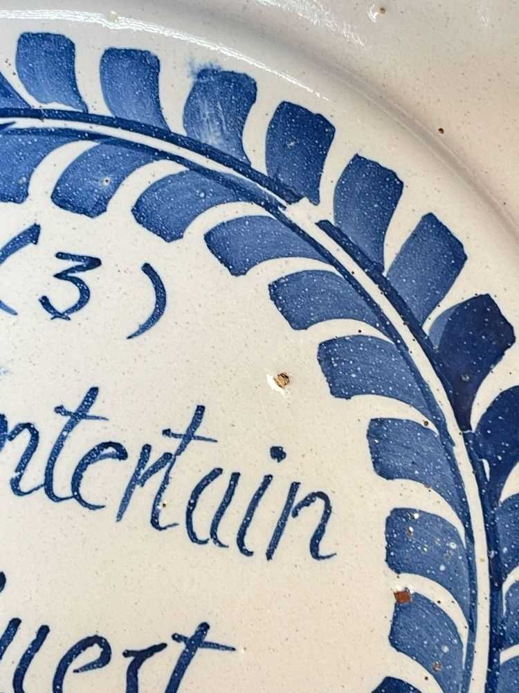 GEORGE II ENGLISH DELFT 'MERRYMAN' PLATE, dated 1730, probably London, inscribed in the centre 'To - Image 9 of 17