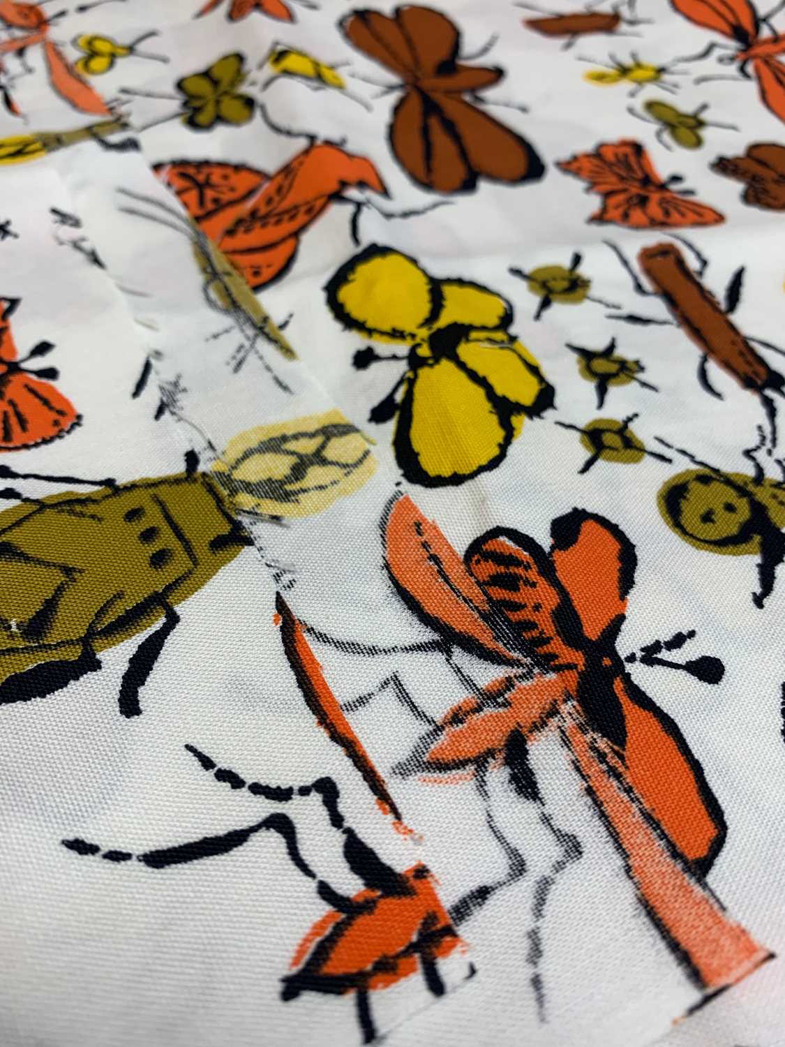 ANDY WARHOL (American 1928-1987) designed screen-print cotton textile, 'Happy Bug Day', orange - Image 4 of 6