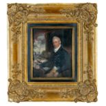 CHARLES BESTLAND (act. 1783-1837) oil on metal - portrait of a gentleman, seated half length wearing