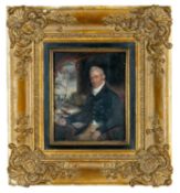 CHARLES BESTLAND (act. 1783-1837) oil on metal - portrait of a gentleman, seated half length wearing