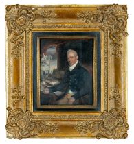 CHARLES BESTLAND (act. 1783-1837) oil on metal - portrait of a gentleman, seated half length wearing