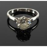 PLATINUM SOLITAIRE DIAMOND RING, the single claw set round brilliant cut diamond measuring 1.45cts