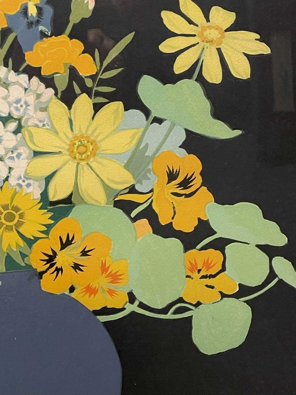 JOHN HALL THORPE (1874-1947) woodcut - The Country Bunch, wildflowers in a blue vase with window - Image 2 of 17