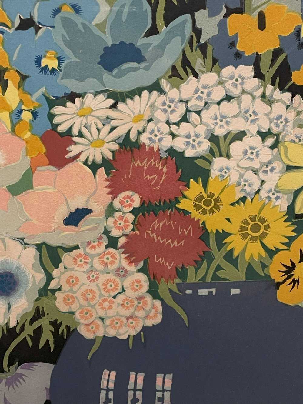 JOHN HALL THORPE (1874-1947) woodcut - The Country Bunch, wildflowers in a blue vase with window - Image 6 of 17
