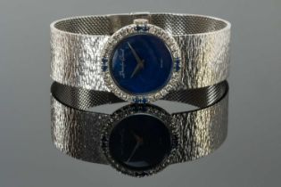 18CT WHITE GOLD BUECHE GIROD LADIES' BRACELET WATCH, the circular bezel set with diamonds and