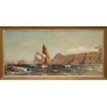 HENRY ENFIELD (1839-1908) monumental oil on canvas - Racing Yachts in Norwegian Fjord, signed, 98.