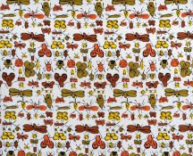 ANDY WARHOL (American 1928-1987) designed screen-print cotton textile, 'Happy Bug Day', orange