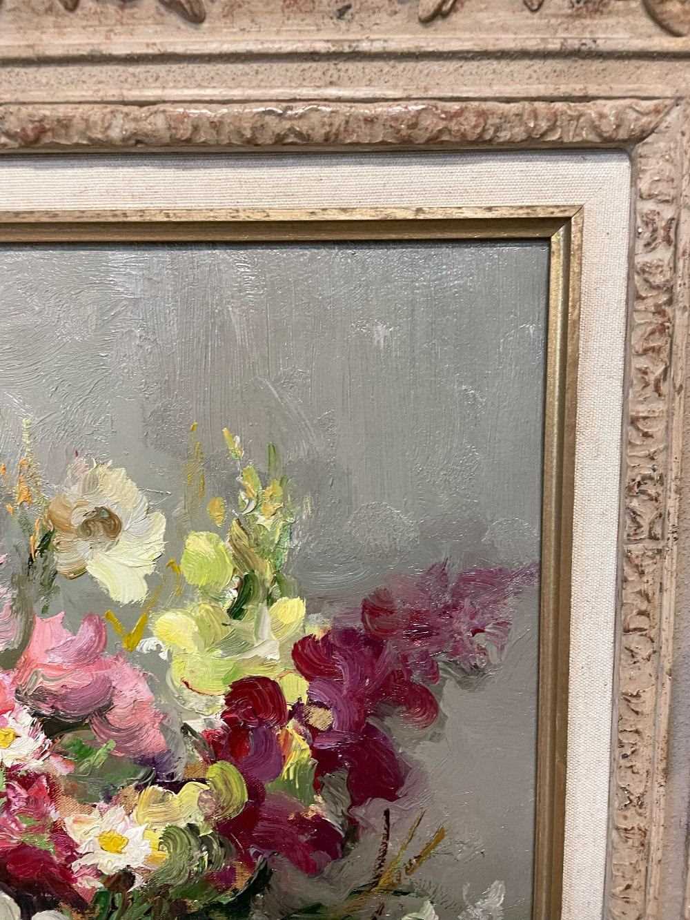 ‡ MARCEL DYF (French, 1899-1985) oil on canvas - 'Dahlias et Cosmos', signed, titled and dated verso - Image 9 of 13