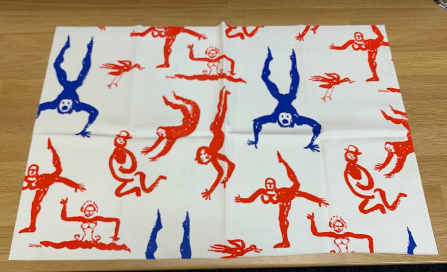 ALEXANDER CALDER (American 1898-1976) textile, 'Calders Acrobats', 1976, length 16.5" by 24.5" - Image 4 of 8