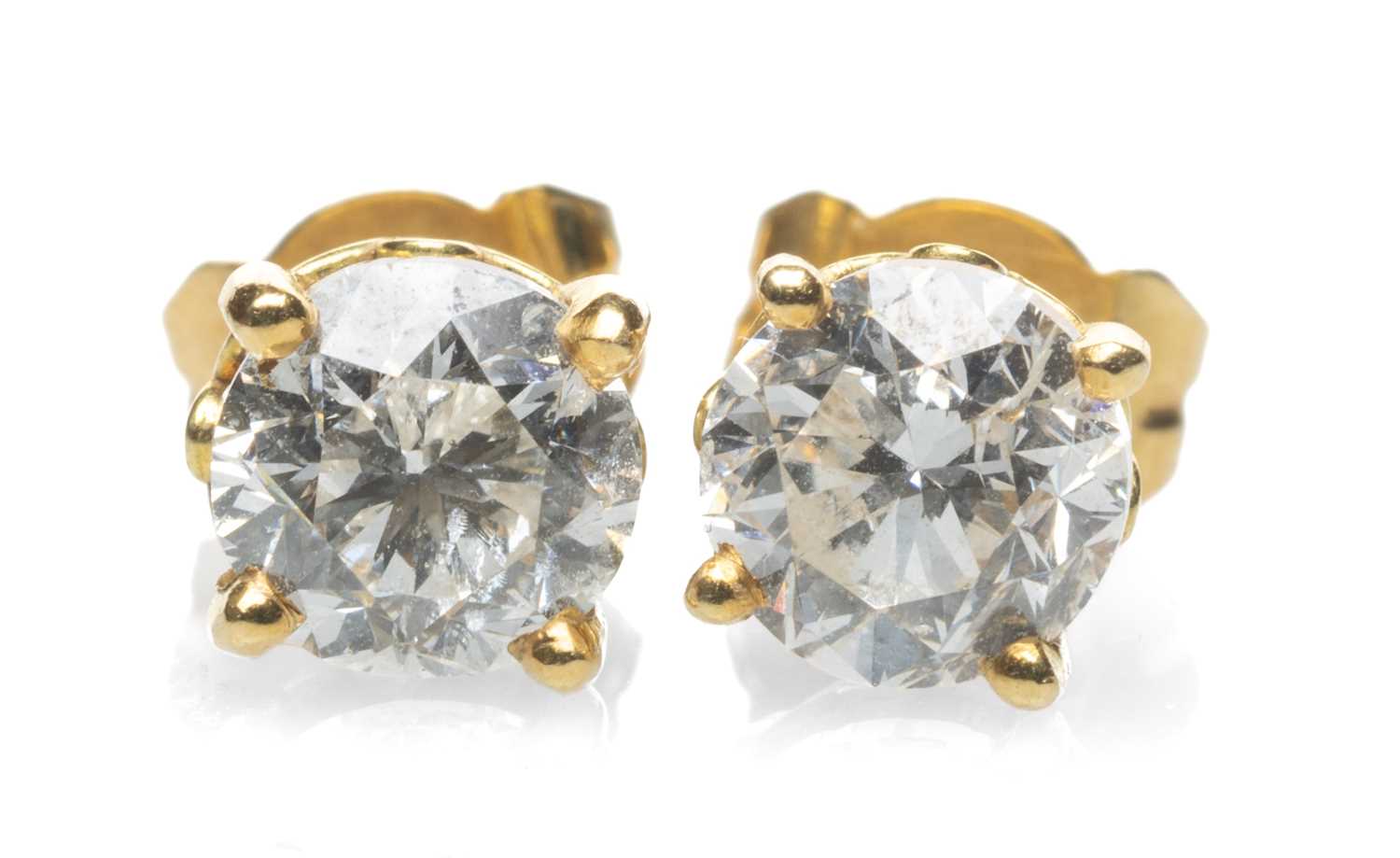 PAIR OF 18CT GOLD DIAMOND SINGLE STONE EARRINGS, each stone measuring 0.5cts approx., stamped '750',