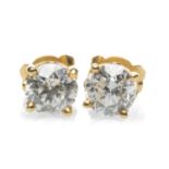 PAIR OF 18CT GOLD DIAMOND SINGLE STONE EARRINGS, each stone measuring 0.5cts approx., stamped '750',