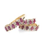 18CT GOLD RUBY & DIAMOND RING together with a simialr pair of earrings, 7.4gms gross (3) Provenance:
