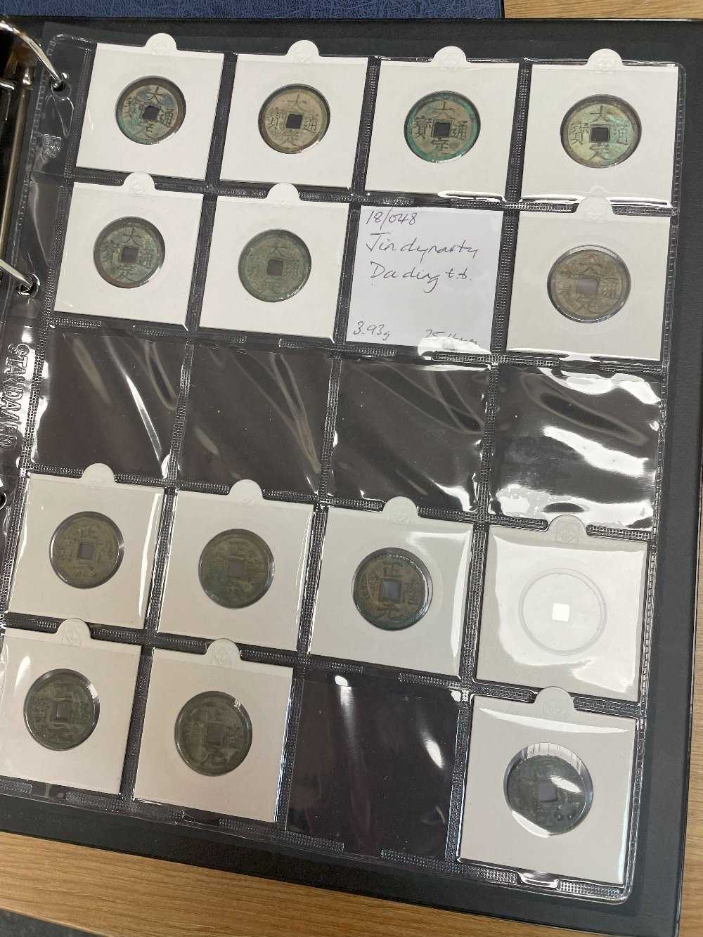 TWO COIN ALBUMS containing various collectable coins including Japanese Tenpō Tsūhō, Chinese cash - Image 10 of 16