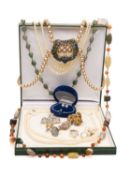 ASSORTED COSTUME & DRESS JEWELLERY including boxed pair of pearl earrings, boxed strand of