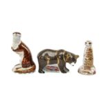 ROYAL CROWN DERBY PAPERWEIGHT FIGURES, comprising Grizzly Bear MMIX, Playful Otter MMIX, Meerkat