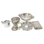 ASSORTED SILVERWARE, comprising pair Edward VII Mappin & Webb pierced bonbon dishes 17cms (w),