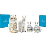 ROYAL CROWN DERBY PAPERWEIGHT FIGURES, comprising Fifi MMXVII, Donkey Foal MMXVII (boxed), and two