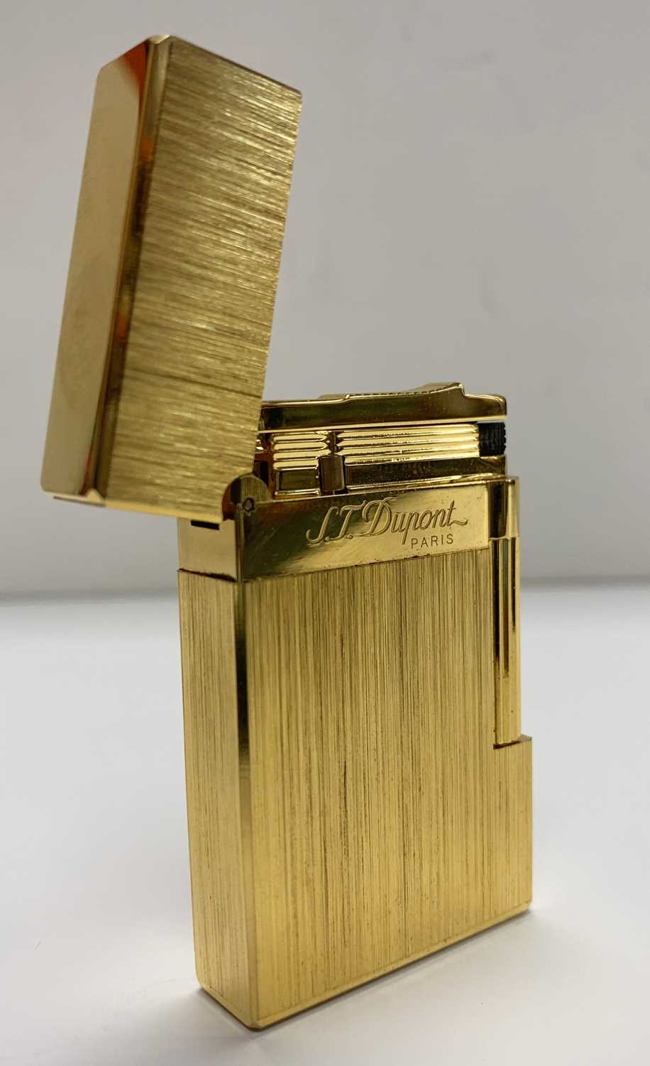 S.T. DUPONT 'LIGNE 2' BRUSHED GOLD PLATED LIGHTER, engraved S.T. Dupont Paris, serial number - Image 2 of 4