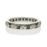 WHITE METAL SAPPHIRE & DIAMOND ETERNITY RING, ring size N 1/2, 5.4gms in Alan Houghton of