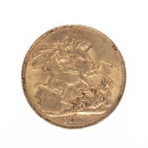 VICTORIAN GOLD SOVEREIGN, 1899, veiled head, 8.0gms Provenance: private collection Carmarthenshire