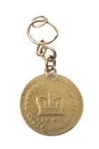 GEORGE III GOLD THIRD GUINEA, 1802, with pendant loop and links, 3.3gms Provenance: private