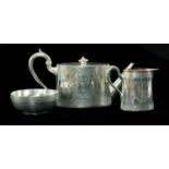 VICTORIAN CRESTED SILVER THREE-PIECE TEA SERVICE, Hunt & Roskell (late Storr & Mortimer), London