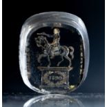VICTORIAN ROCK CRYSTAL 'BATTLE OF THE BOYNE' SEAL, the matrix carved with William of Orange on
