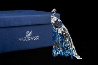 SWAROVSKI CRYSTAL 2015 SCS WHITE PEACOCK, model no. 5063695, 12.5cms (h) Provenance: private