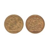 TWO EDWARD VII GOLD HALF SOVEREIGNS, 1906, 7.9gms gross (2) Provenance: private collection