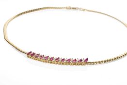 18CT GOLD RUBY & DIAMOND NECKLACE, 44cms long, 25.0gms Provenance: Torfaen County Borough  Comments: