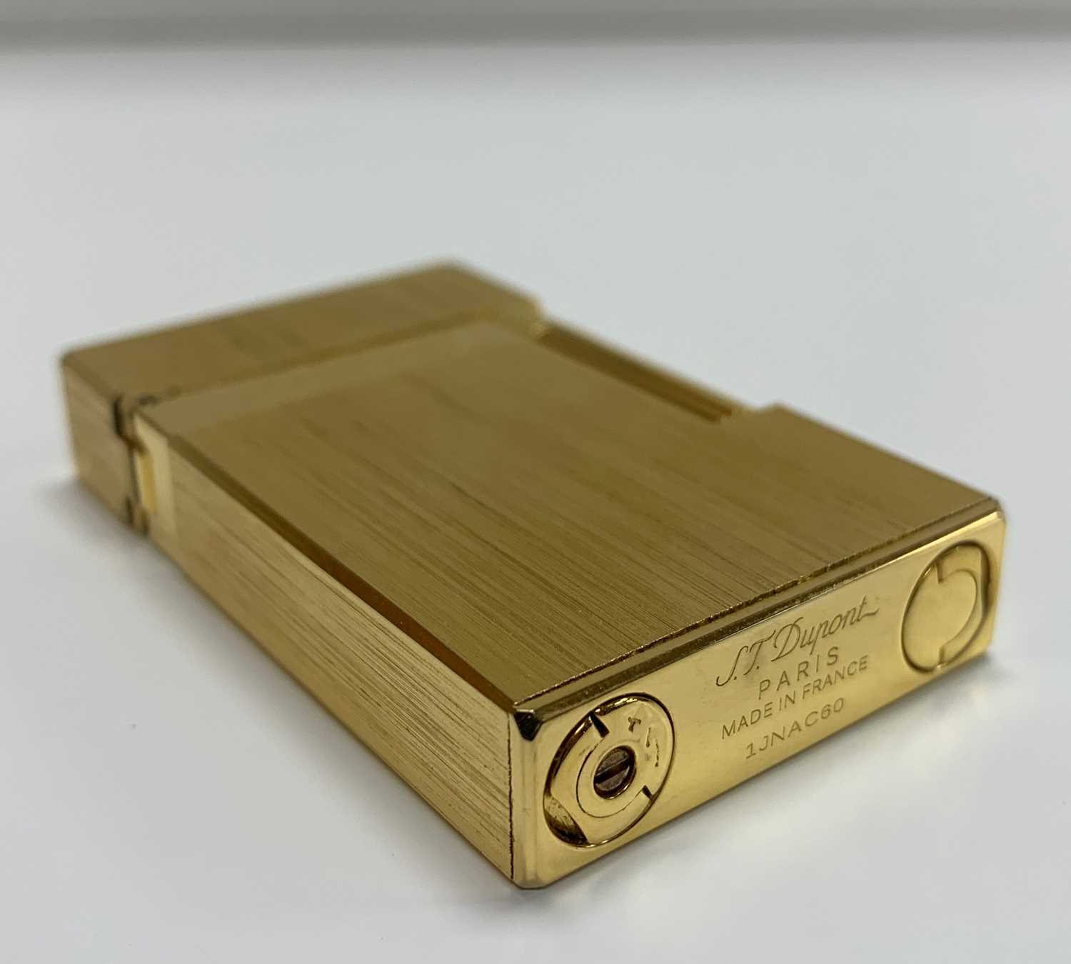 S.T. DUPONT 'LIGNE 2' BRUSHED GOLD PLATED LIGHTER, engraved S.T. Dupont Paris, serial number - Image 3 of 4