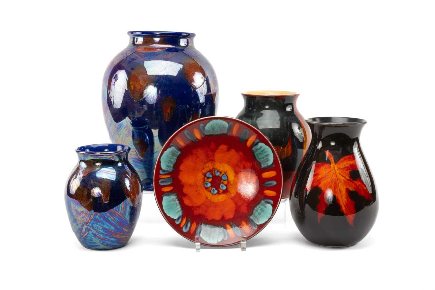 COLLECTION OF POOLE POTTERY including, 'Volcano' plate, 26cms (dia.), large 'Cosmic' Roman vase,