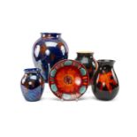 COLLECTION OF POOLE POTTERY including, 'Volcano' plate, 26cms (dia.), large 'Cosmic' Roman vase,