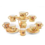 ASSORTED ROYAL WORCESTER 'BLUSH IVORY' MINIATURES, including two tygs, loving cup, tankard, milk