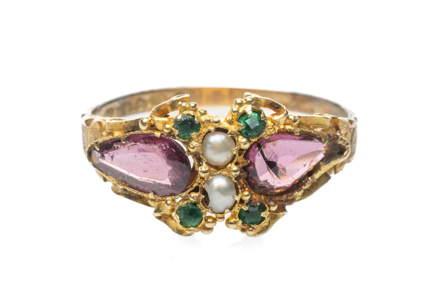 ANTIQUE 15CT GOLD 'SUFFRAGETTE' RING, ring size K 1/2, 1.7gms Provenance: private collection