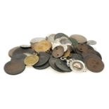 GROUP OF COLLECTABLE COINS & MEDALLIONS, including 1764 Russian 5 kopeks coin, cartwheel coins,