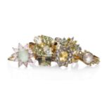 SIX 9CT GOLD GEM SET RINGS including kunzite and diamond, fancy sapphire, green amethyst and