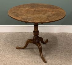 19TH CENTURY OAK CIRCULAR TILT TOP TRIPOD TABLE, 77 (h) x 90cms (diam.) Provenance: private